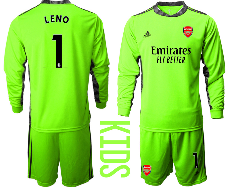 Youth 2020-2021 club Arsenal green long sleeved Goalkeeper #1 Soccer Jerseys